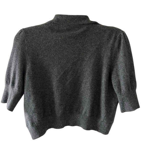 100% Cashmere Vintage Y2K Aqua Gray Open-Front Short Sleeve Sweater - Picture 9 of 9